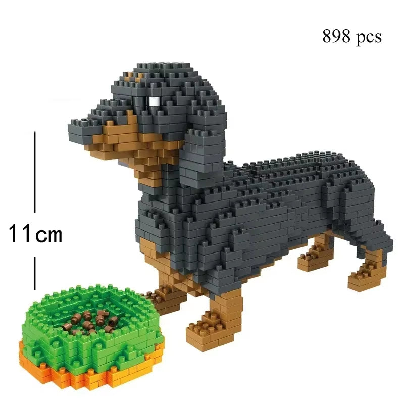 Yorkshire Terrier Dogs Model Micro Mini Building Blocks: Educational Recreation Toys for Pet Lover Gifts and Decor