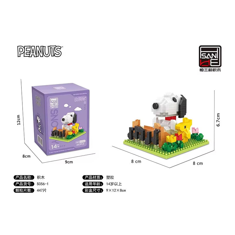 Snoopy Diamond Building Blocks Assembly Street View Model Character Scene Dog Mini Bricks Figure Toys for Christmas Gifts