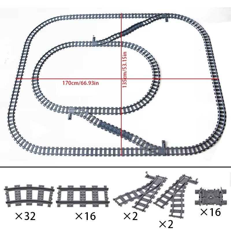 MOC Compatible with LEGO Train Track Combination Scene Building Blocks DIY Cross Track Railroad Flexible Bricks Toys Rail Car