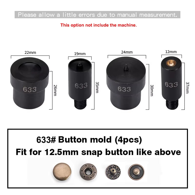 WUTA Manual Button Installation Tool Mute Punching Mushroom Rivets, Eyelet Hand Pressing (Without /With Machine) DIY Craft Tools