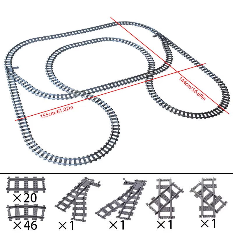 MOC Compatible with LEGO Train Track Combination Scene Building Blocks DIY Cross Track Railroad Flexible Bricks Toys Rail Car