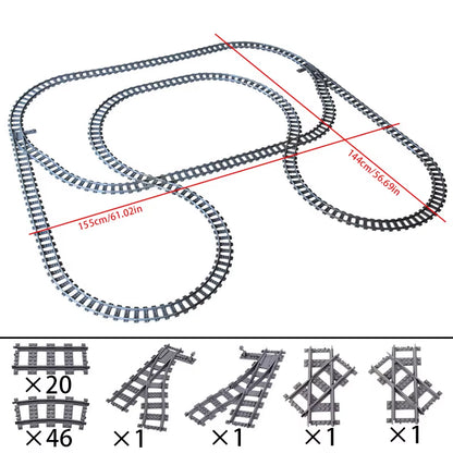 MOC Compatible with LEGO Train Track Combination Scene Building Blocks DIY Cross Track Railroad Flexible Bricks Toys Rail Car