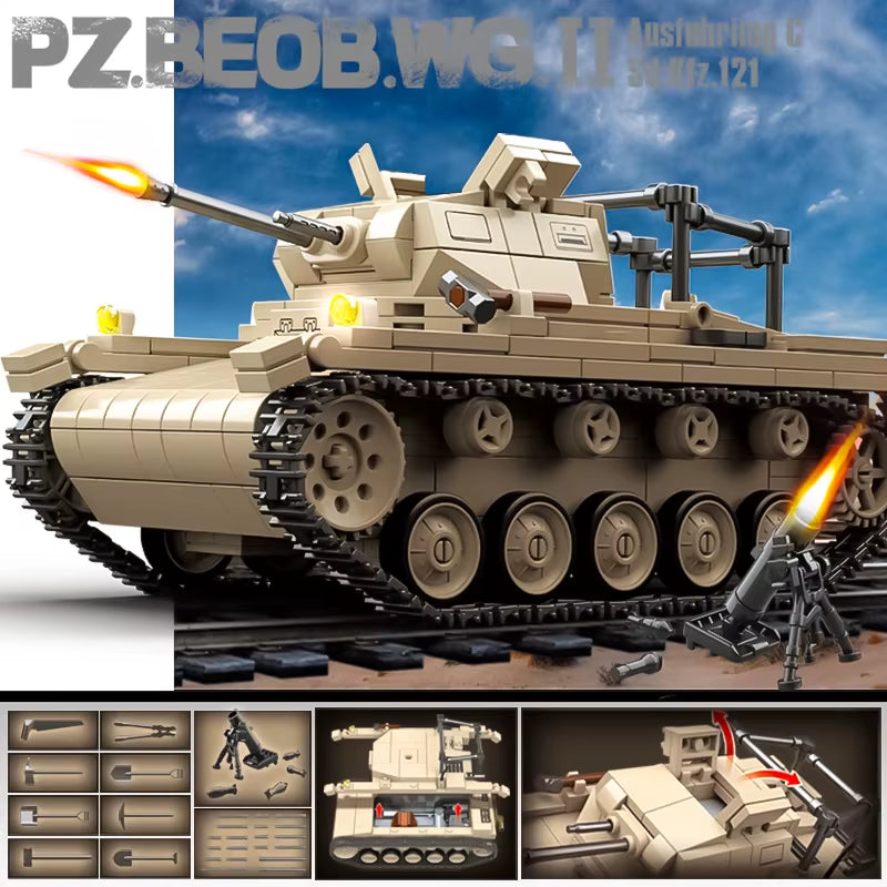 Ww2 Military World War German Tiger I Heavy Tank Building Blocks Bricks Kid Educational Toys for Children Boy Christmas Gifts