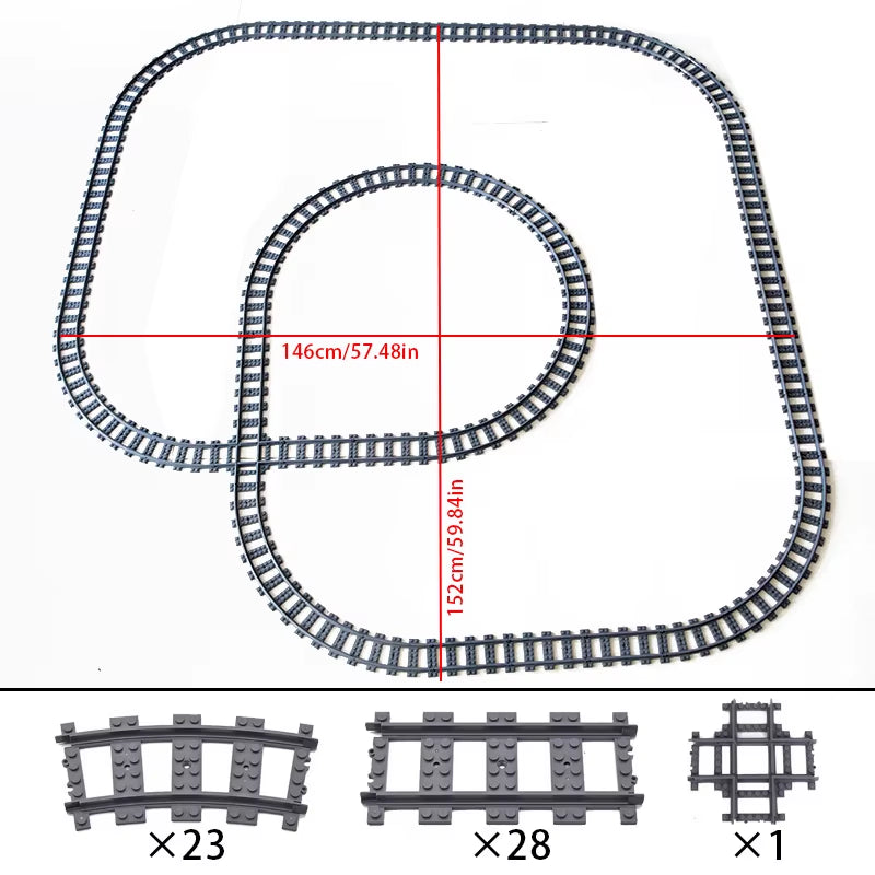 MOC Compatible with LEGO Train Track Combination Scene Building Blocks DIY Cross Track Railroad Flexible Bricks Toys Rail Car