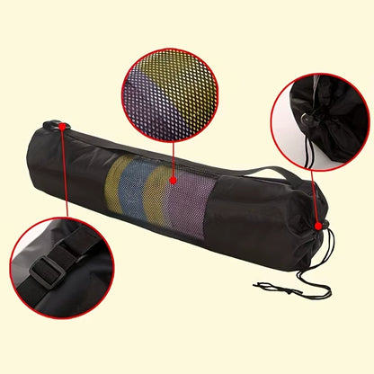 1 Breathable Yoga Mat Storage Mesh Bag - Durable Oxford Fabric, Black with Shoulder Strap, Perfect for Everyday Use and Fitness Enthusiasts