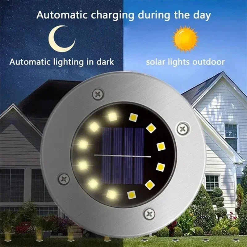 Solar Lights Outdoor Disk Underground Lamp Spotlight Buried Solar Light for Home Garden Lawn Yard Decoration