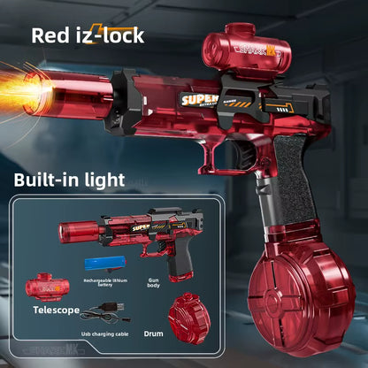 Simulated Firing and Recoil Electric Water Gun Toys Children Automatic Sensor Lights Water Pistol Summer Outdoor Beach Kids Toy