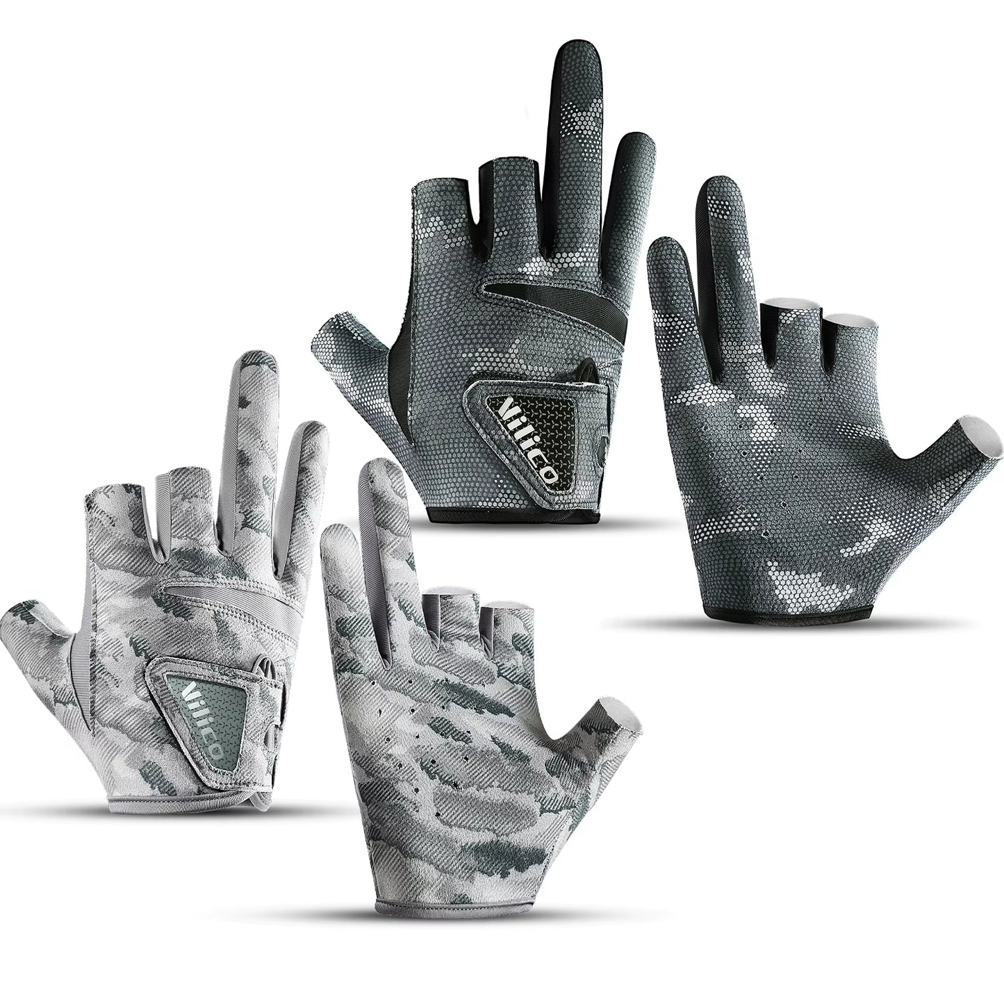 1 Pair Fishing Gloves for Men Summer Fishing Road Sub Sunscreen and anti Slip Ice Silk Breathable Thin Three Finger Cut Gloves