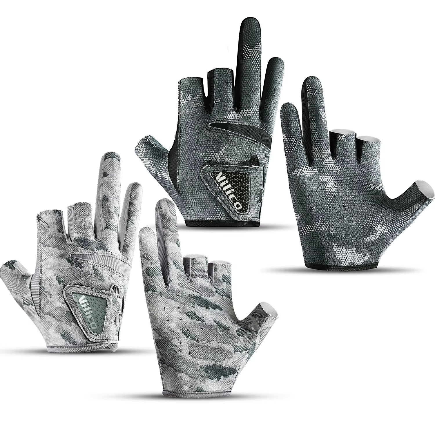 1 Pair Fishing Gloves for Men Summer Fishing Road Sub Sunscreen and anti Slip Ice Silk Breathable Thin Three Finger Cut Gloves