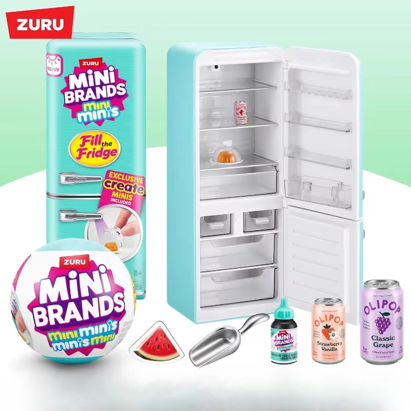Mini Fridge Surprise Ball Mini Brands Miniature Figure Delicious Food Mystery Blind Box Toy Collectible Ornaments Kids Gifts