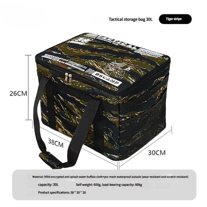 30-42L Tactical Camping Storage Bag - Insulated Folding Box for Picnic, Tableware & Field Equipment Waterproof