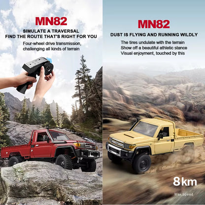 ZWN MN82 1:12 Retro Rc Car with LED Lights Full-Scale Simulation LC79 Professional 4WD Remote Control Pickup RC Truck Model Toys