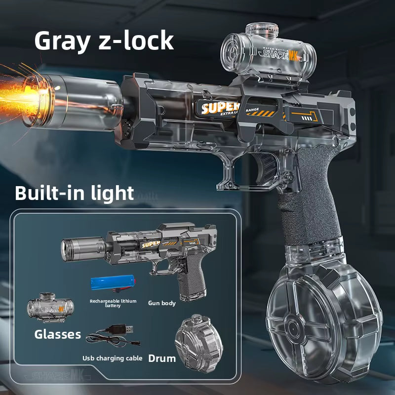 Simulated Firing and Recoil Electric Water Gun Toys Children Automatic Sensor Lights Water Pistol Summer Outdoor Beach Kids Toy