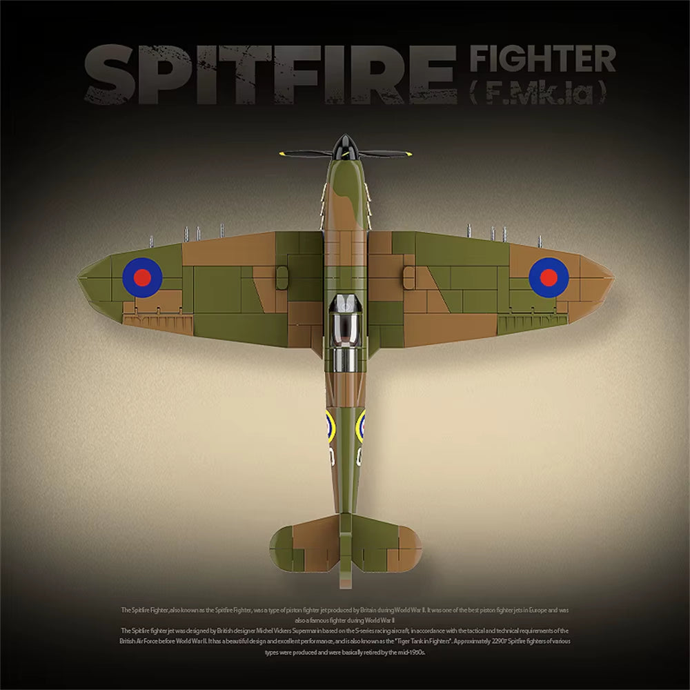 World War 2 WW2 Army Military Soldiers SWAT UK: Spitfire Fighter F MK. La Type Model Building Blocks Bricks Children'S Toys Gift