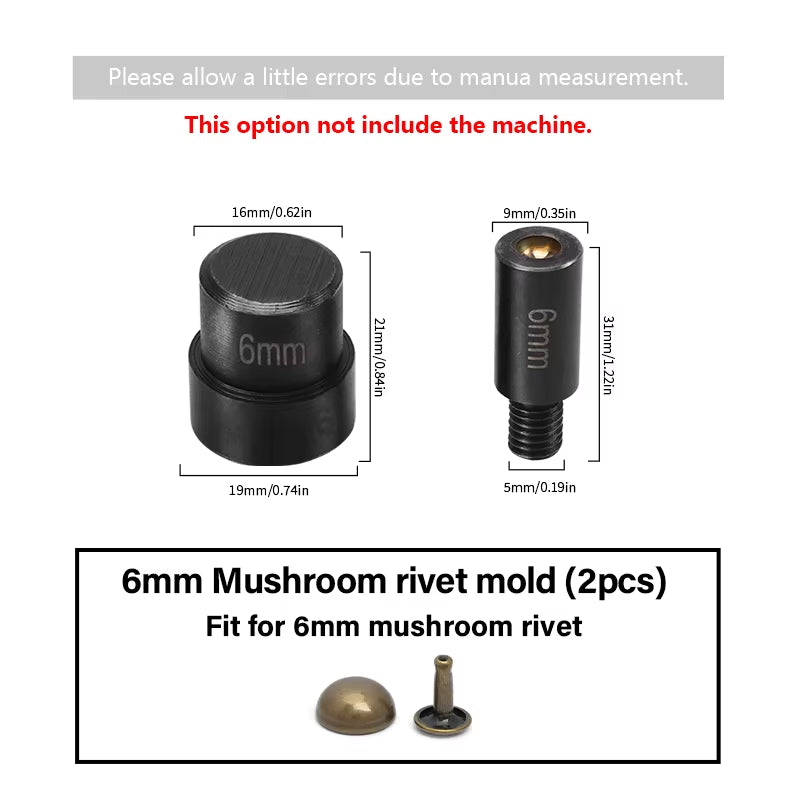 WUTA Manual Button Installation Tool Mute Punching Mushroom Rivets, Eyelet Hand Pressing (Without /With Machine) DIY Craft Tools