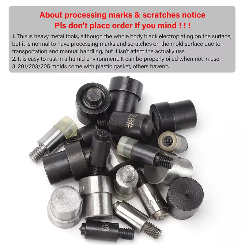 WUTA Manual Button Installation Tool Mute Punching Mushroom Rivets, Eyelet Hand Pressing (Without /With Machine) DIY Craft Tools