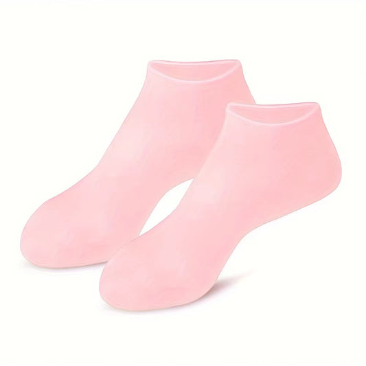 Silicone Moisturizing Foot Socks, 2 Pack, for Dry and Cracked Feet - with Body Lotion Soothing Massage Pedicure Care Kit