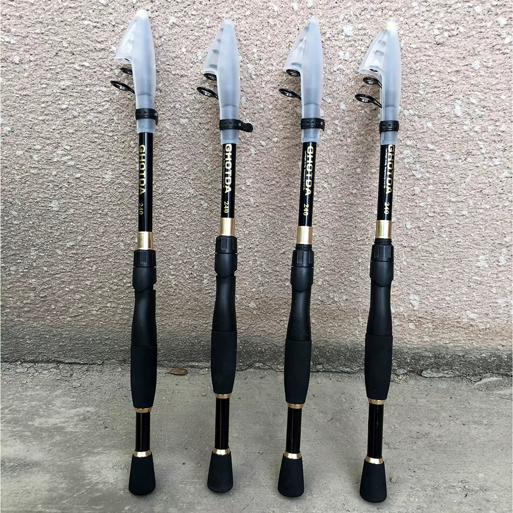 1.6-2.4M Telescopic Fishing Rods Ultralight Weight Spinning Casting Carbon Pole Fishing Accessories Lure Weight 10-30G