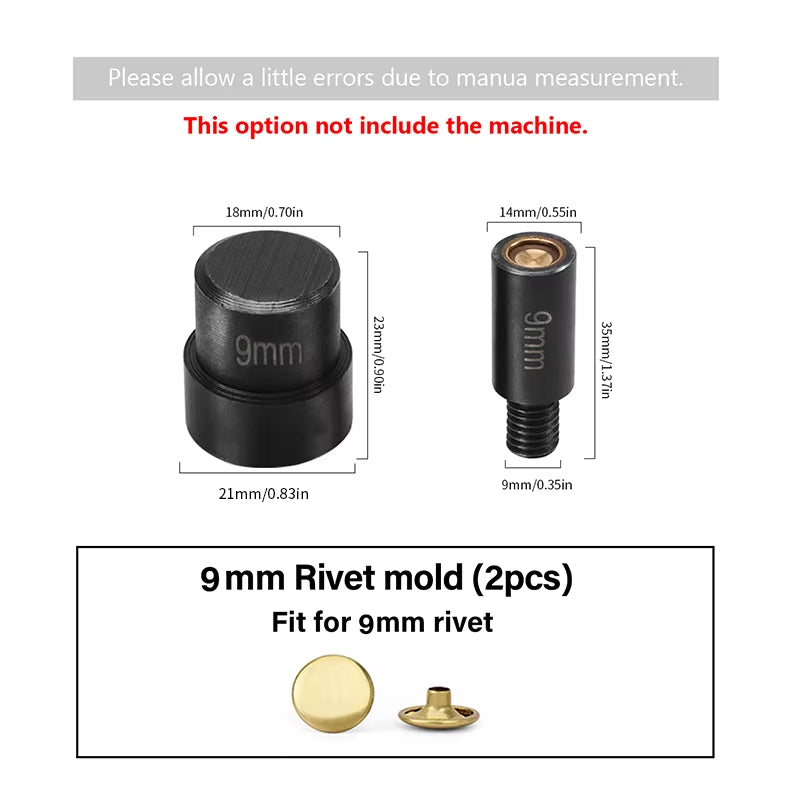 WUTA Manual Button Installation Tool Mute Punching Mushroom Rivets, Eyelet Hand Pressing (Without /With Machine) DIY Craft Tools