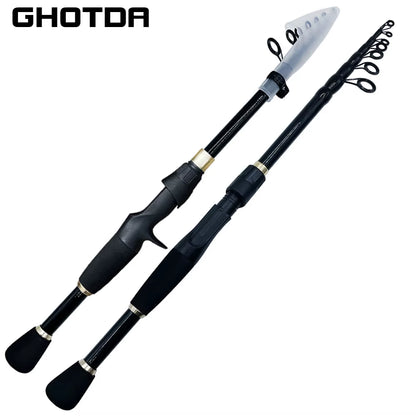 1.6-2.4M Telescopic Fishing Rods Ultralight Weight Spinning Casting Carbon Pole Fishing Accessories Lure Weight 10-30G