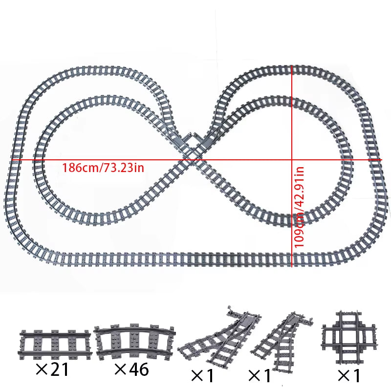 MOC Compatible with LEGO Train Track Combination Scene Building Blocks DIY Cross Track Railroad Flexible Bricks Toys Rail Car