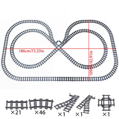 MOC Compatible with LEGO Train Track Combination Scene Building Blocks DIY Cross Track Railroad Flexible Bricks Toys Rail Car