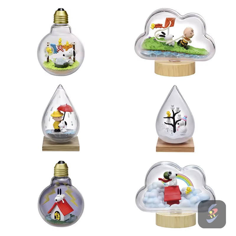 Snoopy Scene Bottle Weather Bottle Miniature Spike Andy Blind Box Toys Anime Figures Collect Ornaments