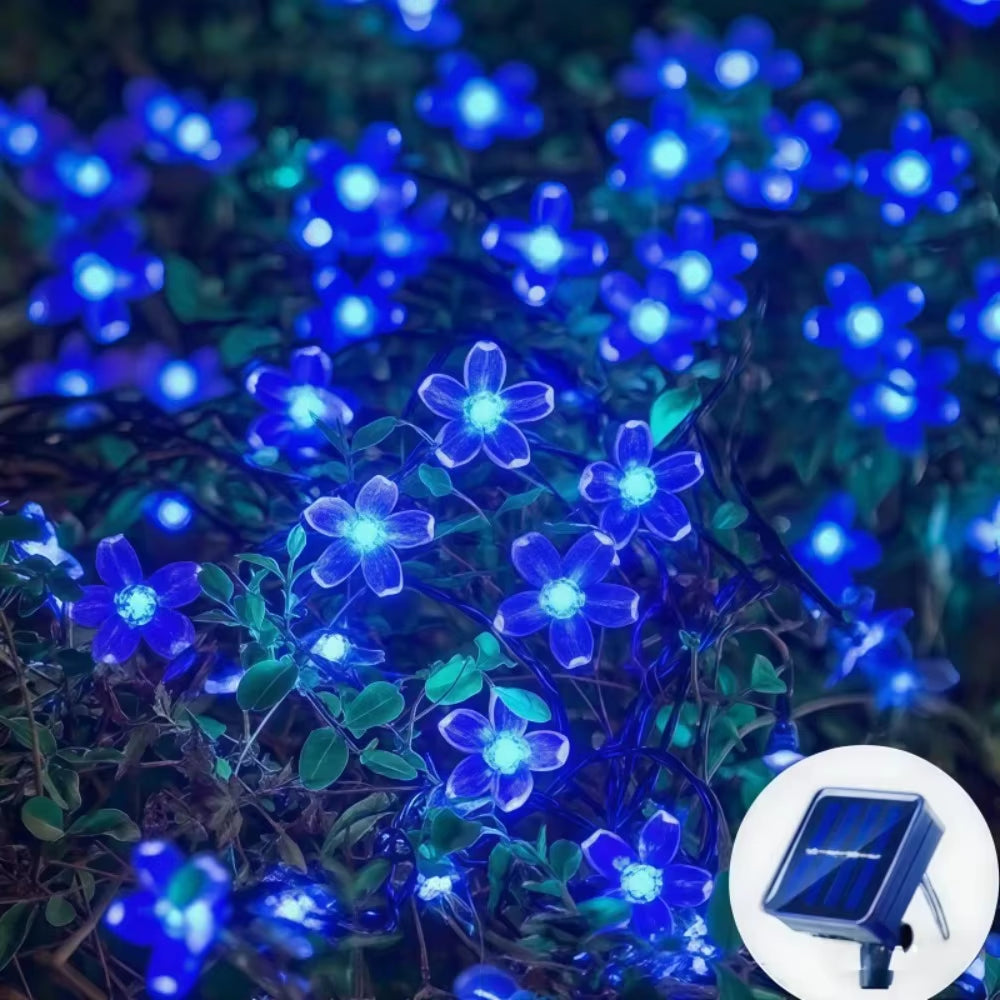Solar Cherry Garden Blossom Flower Lights Garlands String Lights Solar Outdoor Waterproof Lawn Pathway Christmas Decoration Lamp