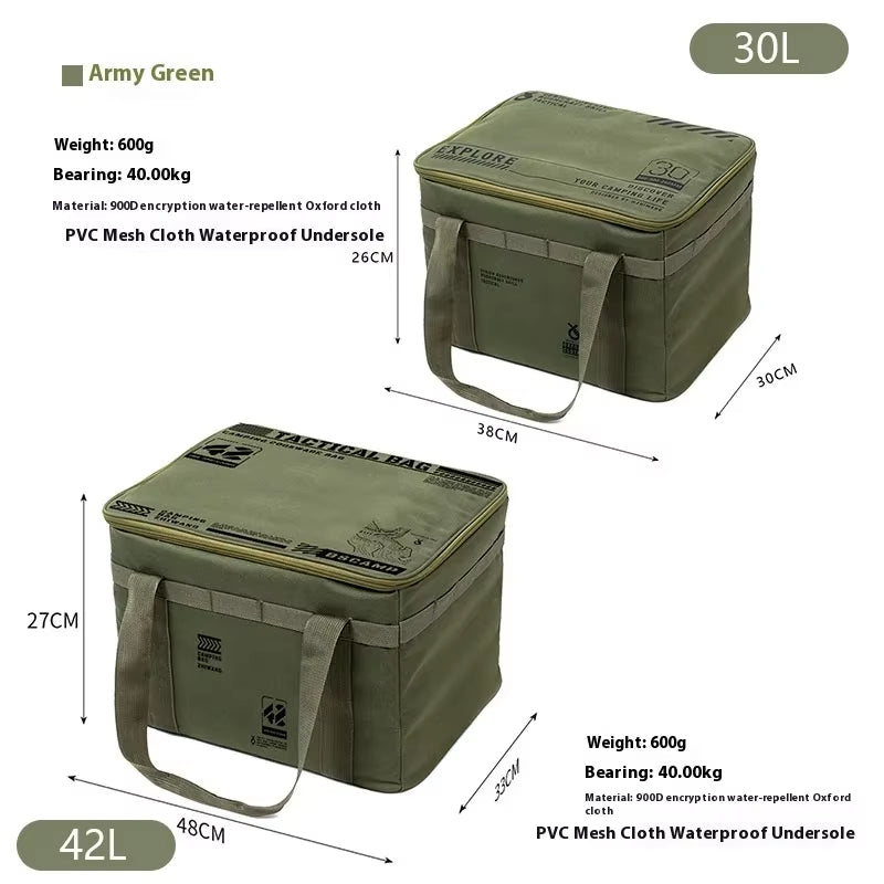 30-42L Tactical Camping Storage Bag - Insulated Folding Box for Picnic, Tableware & Field Equipment Waterproof