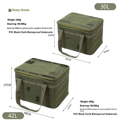 30-42L Tactical Camping Storage Bag - Insulated Folding Box for Picnic, Tableware & Field Equipment Waterproof