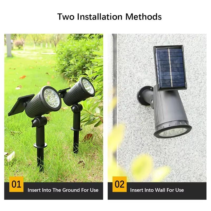 Solar LED Spotlight for Outdoor Garden Landscape Lighting Waterproof Solar Powered Spot Lights for Garden Lawn Yard Walkway