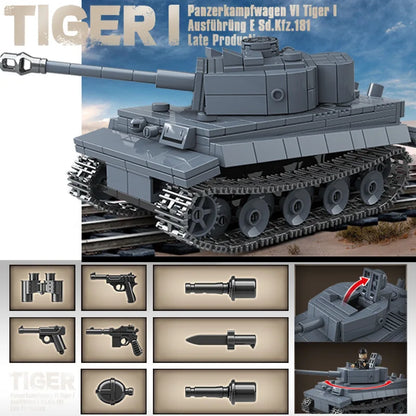 Ww2 Military World War German Tiger I Heavy Tank Building Blocks Bricks Kid Educational Toys for Children Boy Christmas Gifts