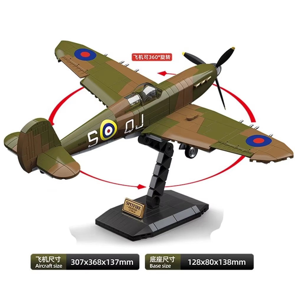 World War 2 WW2 Army Military Soldiers SWAT UK: Spitfire Fighter F MK. La Type Model Building Blocks Bricks Children'S Toys Gift