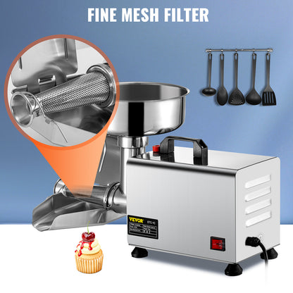 SucceBuy Electric Fruit Press Strainer Machine  Commercial Food Strainer Sauce Maker Stainless Steel Tomato Milling Tool