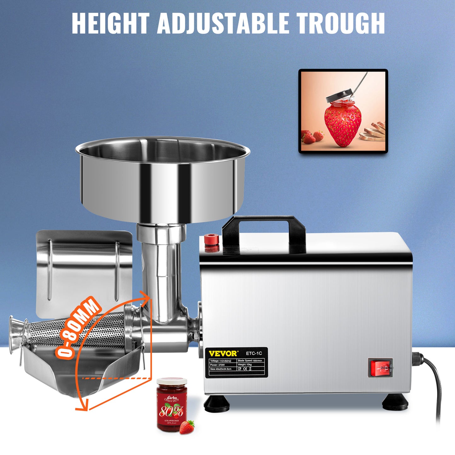 SucceBuy Electric Fruit Press Strainer Machine  Commercial Food Strainer Sauce Maker Stainless Steel Tomato Milling Tool