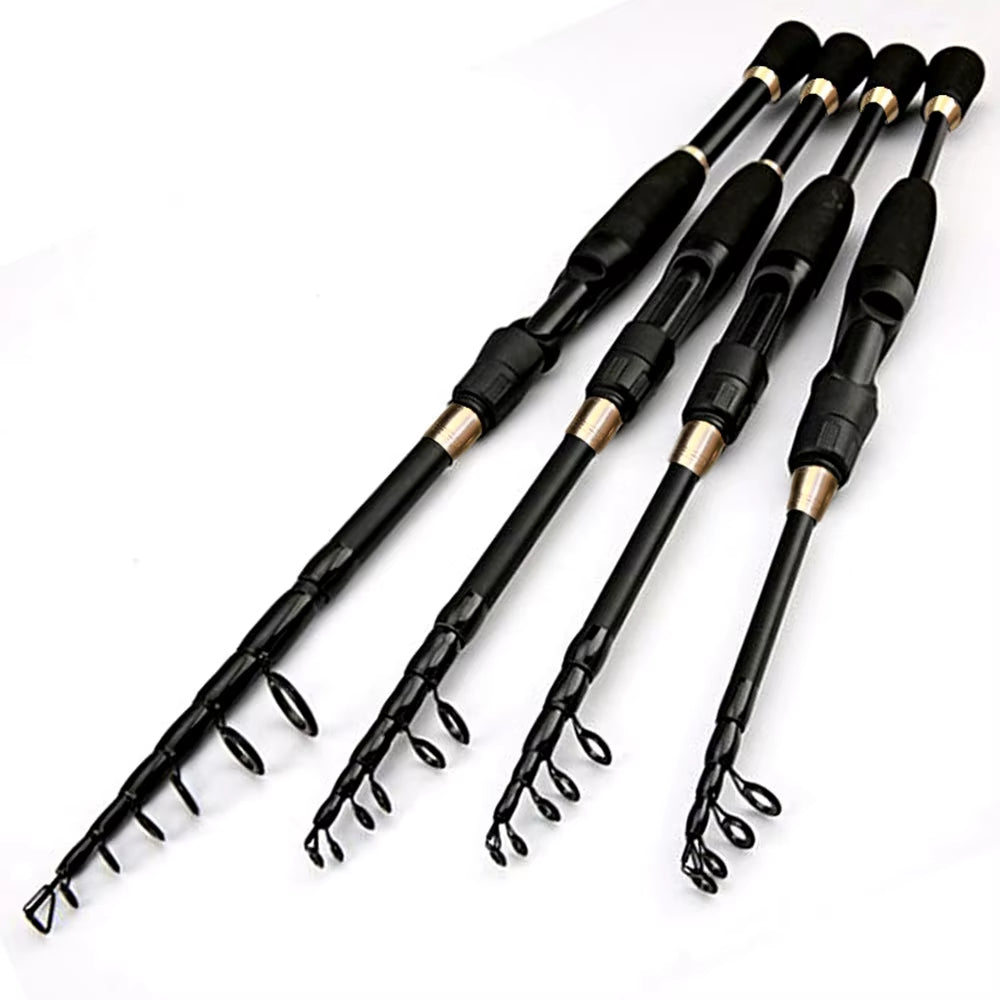 1.6-2.4M Telescopic Fishing Rods Ultralight Weight Spinning Casting Carbon Pole Fishing Accessories Lure Weight 10-30G