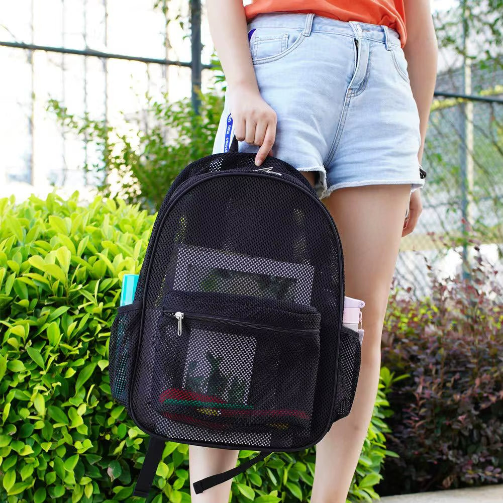 Women'S Mesh Breathable Backpack Portable Hollow Casual Outdoor Travel Storage Bag