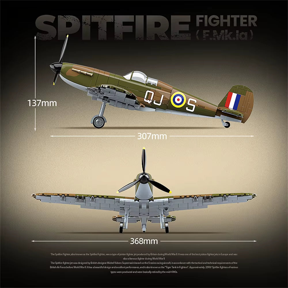 World War 2 WW2 Army Military Soldiers SWAT UK: Spitfire Fighter F MK. La Type Model Building Blocks Bricks Children'S Toys Gift