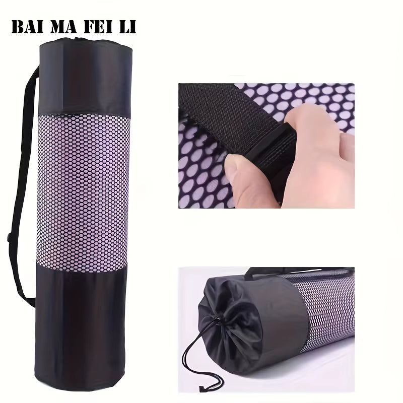 1 Breathable Yoga Mat Storage Mesh Bag - Durable Oxford Fabric, Black with Shoulder Strap, Perfect for Everyday Use and Fitness Enthusiasts