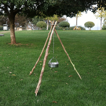 Portable Detachable Outdoor Barbecue Tripod Hanging Rack Stainless Steel Camping Campfire Grill Pot Triangle Stand Set
